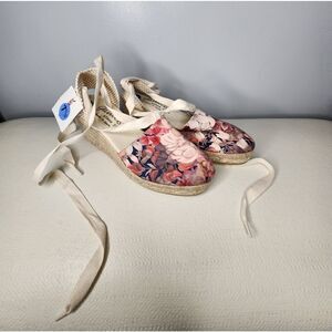 Gaimo Made In Spain Espadrille Wedge Heeled Sandals Floral Size 7.5 US